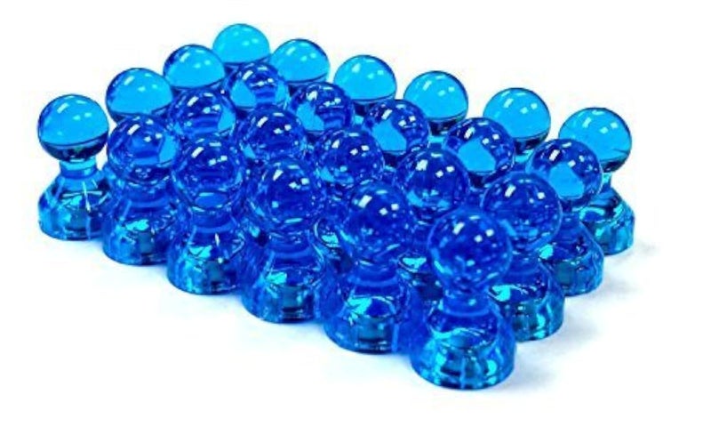MapMagnets 24 Blue Push Pin Magnets - Perfect Magnet Set for Maps, Whiteboards, Calendars and Refrigerators - Image 1